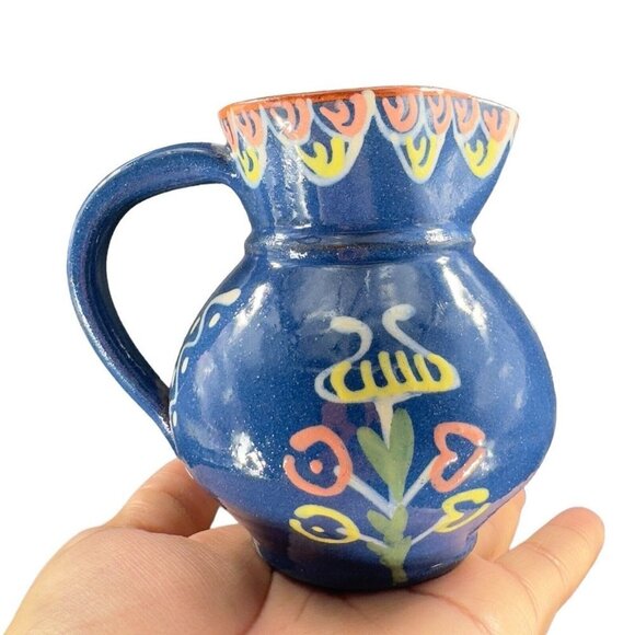 Vintage USA Folk Art RedWare Pottery Pitcher Creamer Hand Made Artist Marked VTG - Picture 14 of 14